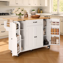 Load image into Gallery viewer, Noelse Kitchen Island with Storage, Island Table for Kitchen with Drop Leaf, Spice Rack, Towel Bar for Small Kitchens, White - Black-Standard