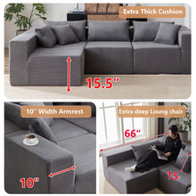 Load image into Gallery viewer, 104 - Inch Corduroy Modular L Shaped Sectional Sofa, Luxury Floor Couch Set, Upholstered Indoor Furniture, Foam - Filled Compressed Sofa for Living Room, Bedroom, 4 PC Free Combination ?