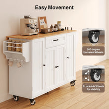 Load image into Gallery viewer, Noelse Kitchen Island with Storage, Island Table for Kitchen with Drop Leaf, Spice Rack, Towel Bar for Small Kitchens, White