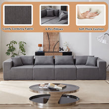 Load image into Gallery viewer, 104 - Inch Corduroy Modular L Shaped Sectional Sofa, Luxury Floor Couch Set, Upholstered Indoor Furniture, Foam - Filled Compressed Sofa for Living Room, Bedroom, 4 PC Free Combination ?