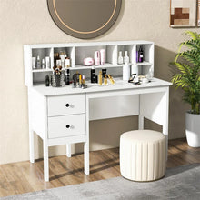 Load image into Gallery viewer, 48" Home Office Desk with Power Outlets, USB &amp; Type-C Charging Station, Modern Writing Desk w/ 5-Cubby Hutch &amp; Drawers for Study Makeup Vanity