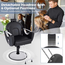 Load image into Gallery viewer, Reclining Barber Chair, 360° Swivel Salon Chair with Heavy Duty Hydraulic Pump, Adjustable Height &amp; Headrest for Hair Styling, Makeup, Tattoo