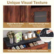 Load image into Gallery viewer, Sideboard Buffet Cabinet, Coffee Bar Cabinet with 2 Drawers, Faux Marble Top, Kitchen Storage Cabinet for Living Room Entryway