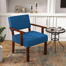 Load image into Gallery viewer, Modern Accent Chair Linen Armchair with Rubber Wood Frame, Mid Century Upholstered Reading Chair for Living Room Bedroom Reception - Blue / 1