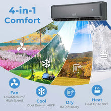 Load image into Gallery viewer, Energy Star 18000 BTU Mini Split Air Conditioner &amp; Heater, 21 SEER2 208-230V Inverter Split AC Unit with Heat Pump for Rooms up to 1250 Sq.Ft