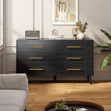 Load image into Gallery viewer, Noelse 3 Piece Bedroom Furniture Set, 6 Drawer Dresser with 2 Nightstands, Modern Wood Storage Organizer with Metal Handles for Bedroom, Living Room, Black