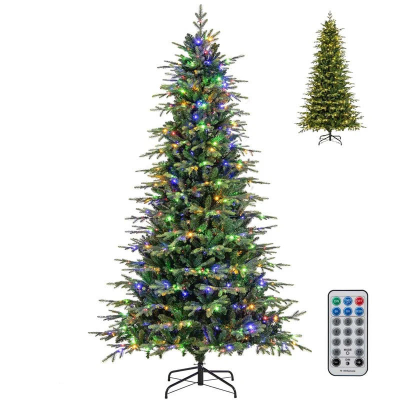 6/7.5/9 FT Pre-lit Artificial Christmas Tree with 260/380/560 Multicolor Lights, 714/1162/1770 Branch Tips, 11 Lighting Modes, Remote & Timer