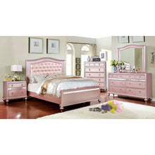 Load image into Gallery viewer, Contemporary Rosé Gold Twin Size Bed 6pc Set Dresser Mirror Nightstand Chest Padded HB Tufted Bedroom Furniture Solid Wood