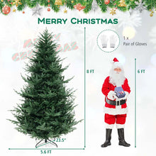 Load image into Gallery viewer, 6/7/8 FT Pre-Lit Artificial Christmas Tree, Hinged Xmas Tree with 240/340/450 Warm White LED Lights, 8 Lighting Modes, 778/1090/1480 Branch Tips