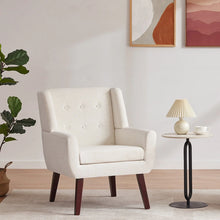 Load image into Gallery viewer, HUIMO Accent Chair, Button - Tufted Upholstered Living Room Chairs, Mid Century Modern Comfy Reading Chairs for Bedroom, Living Room, Beige - Gray