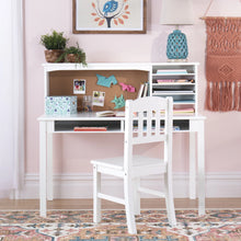 Load image into Gallery viewer, Guidecraft Kids Media Desk and Chair Set - Gray: Kids Desk and Chair Set, Study Table for Kids with Hutch and Shelf, Wood Bedroom Furniture Set