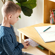 Load image into Gallery viewer, Guidecraft Kids Media Desk and Chair Set - Gray: Kids Desk and Chair Set, Study Table for Kids with Hutch and Shelf, Wood Bedroom Furniture Set