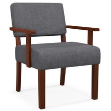 Load image into Gallery viewer, Modern Accent Chair Linen Armchair with Rubber Wood Frame, Mid Century Upholstered Reading Chair for Living Room Bedroom Reception