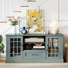 Load image into Gallery viewer, 62" Farmhouse TV Stand for 70 Inch TVs, Tall Media Console Table with 2 Glass Doors, Cubbies &amp; Drawer, Storage Cabinet for Living Room