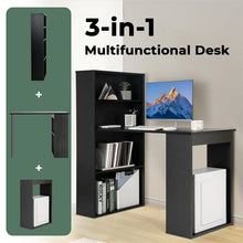 Load image into Gallery viewer, 48" Computer Desk with 6-Tier Storage Shelves, 3-in-1 Reversible Writing Desk w/ Bookshelf &amp; CPU Stand, Space-Saving Home Office Workstation