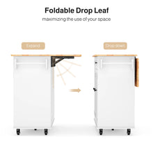 Load image into Gallery viewer, Noelse Kitchen Island with Storage, Island Table for Kitchen with Drop Leaf, Spice Rack, Towel Bar for Small Kitchens, White