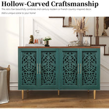 Load image into Gallery viewer, HLR 48" Accent Cabinet with 4 Doors, Vintage Hollow Carving Storage Credenza, Sideboards and Buffets Cabinet for Living Room, Kitchen, Dining Room, Entryway