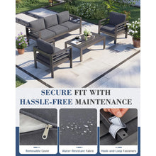 Load image into Gallery viewer, AECOJOY Aluminum Patio Furniture Set, 4 Pieces Outdoor Sectional Sofa Set, Dark Gray