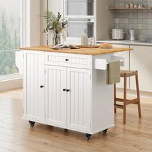 Load image into Gallery viewer, Noelse Kitchen Island with Storage, Island Table for Kitchen with Drop Leaf, Spice Rack, Towel Bar for Small Kitchens, White - Black-Large