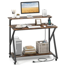 Load image into Gallery viewer, Tangkula 39.5" Mobile Computer Desk with Power Outlets for Home Office Bedroom