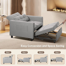 Load image into Gallery viewer, Lofka Chair Bed, Convertible Sofa Bed Couch Recliner Single Bed for Living Room/Office/Bedroom, Light Gray