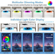 Load image into Gallery viewer, Hommpa LED Nightstand Wireless Charging Station USB Type C Outlets Bedside Table 3 Drawers Black Night Table Modern Smart Nightstand High Gloss End Side Table for Bedroom Furniture 26.8" Tall