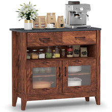 Load image into Gallery viewer, Sideboard Buffet Cabinet, Coffee Bar Cabinet with 2 Drawers, Faux Marble Top, Kitchen Storage Cabinet for Living Room Entryway