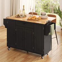 Load image into Gallery viewer, Noelse Kitchen Island with Storage, Island Table for Kitchen with Drop Leaf, Spice Rack, Towel Bar for Small Kitchens, White