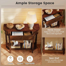 Load image into Gallery viewer, 36" 2-Tier Retro Console Table with Storage Drawer &amp; Open Shelf, Solid Wood Narrow Entryway Sofa Table for Living Room, Foyer &amp; Hallway
