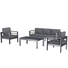 Load image into Gallery viewer, AECOJOY Aluminum Patio Furniture Set, 4 Pieces Outdoor Sectional Sofa Set, Dark Gray