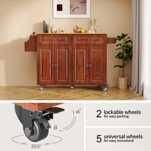 Load image into Gallery viewer, Lofka 52 - Inch Kitchen Island with Storage on Wheels with Wood Drop Leaf, Ideal for Small Kitchens