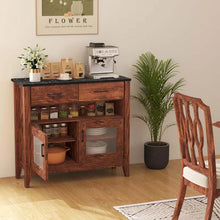 Load image into Gallery viewer, Sideboard Buffet Cabinet, Coffee Bar Cabinet with 2 Drawers, Faux Marble Top, Kitchen Storage Cabinet for Living Room Entryway
