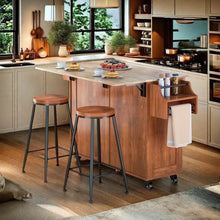 Load image into Gallery viewer, Lofka 52 - Inch Kitchen Island with Storage on Wheels with Wood Drop Leaf, Ideal for Small Kitchens