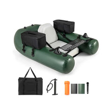Load image into Gallery viewer, Inflatable Fishing Float Tube with 2 Large Storage Pockets, Angling Base, 20" Fish Ruler &amp; 4 Motor Buckles, 352LBS Capacity Belly Boat for Fly Fishing