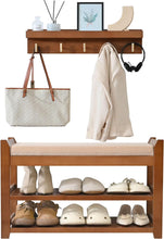 Load image into Gallery viewer, Shoe Rack for Front Door Entrance, 28 Entryway Bench with Coat Rack, Hall Tree Shoe Bench with Storage for Entry, Hallway, Bedroom, Living Room