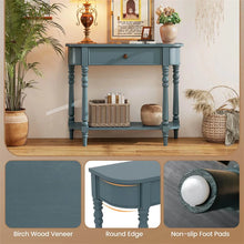 Load image into Gallery viewer, 36" 2-Tier Retro Console Table with Storage Drawer &amp; Open Shelf, Solid Wood Narrow Entryway Sofa Table for Living Room, Foyer &amp; Hallway