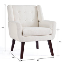 Load image into Gallery viewer, HUIMO Accent Chair, Button - Tufted Upholstered Living Room Chairs, Mid Century Modern Comfy Reading Chairs for Bedroom, Living Room, Beige