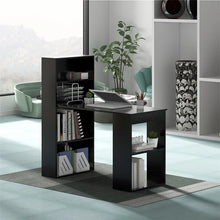 Load image into Gallery viewer, 48" Computer Desk with 6-Tier Storage Shelves, 3-in-1 Reversible Writing Desk w/ Bookshelf &amp; CPU Stand, Space-Saving Home Office Workstation