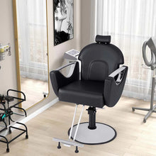 Load image into Gallery viewer, Reclining Barber Chair, 360° Swivel Salon Chair with Heavy Duty Hydraulic Pump, Adjustable Height &amp; Headrest for Hair Styling, Makeup, Tattoo