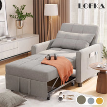 Load image into Gallery viewer, Lofka Chair Bed, Convertible Sofa Bed Couch Recliner Single Bed for Living Room/Office/Bedroom, Light Gray