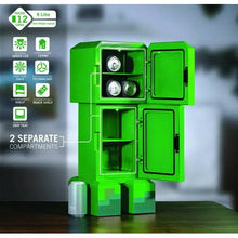 Load image into Gallery viewer, Minecraft 18053 Green Creeper Body 12 Can Mini Fridge 8L 2 Door Ambient Lighting 25.2" H 9.5" W 9.1" D