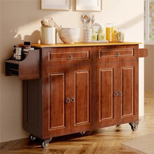 Load image into Gallery viewer, Lofka 52 - Inch Kitchen Island with Storage on Wheels with Wood Drop Leaf, Ideal for Small Kitchens