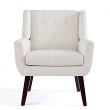 Load image into Gallery viewer, HUIMO Accent Chair, Button - Tufted Upholstered Living Room Chairs, Mid Century Modern Comfy Reading Chairs for Bedroom, Living Room, Beige