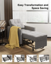Load image into Gallery viewer, Lofka Chair Bed, Convertible Sofa Bed Couch Recliner Single Bed for Living Room/Office/Bedroom, Light Gray