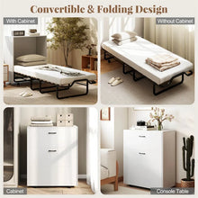 Load image into Gallery viewer, Cot Size Murphy Cabinet Bed with Mattress, 2-in-1 Folding Rollaway Guest Bed into Storage Cabinet with Lockable Wheels for Home Office