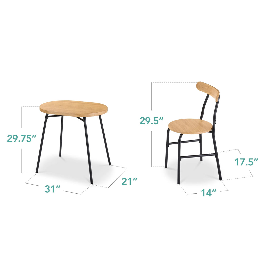 Best Choice Products 3 - Piece Modern Oval Dining Table Set, Small Kitchen Dinette W/ 2 Chairs - Black/Black