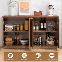 Load image into Gallery viewer, Hommpa Sideboard Buffet Cabinet Rattan Kitchen Storage Organizer with 5 - Position Adjustable Shelf &amp; 2 Doors Boho Farmhouse Accent Cabinets TV Console for Living Dining Room Coffee Bar