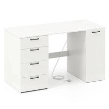 Load image into Gallery viewer, 53" Computer Desk with 4 Storage Drawers &amp; Cabinet, Home Office Desk w/ Charging Station, Adjustable Shelf &amp; Cable Management for Study, Makeup