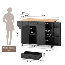 Load image into Gallery viewer, Noelse Kitchen Island with Storage, Island Table for Kitchen with Drop Leaf, Spice Rack, Towel Bar for Small Kitchens, White