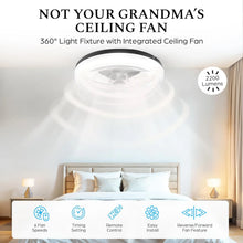 Load image into Gallery viewer, Cannonx 14 Low Profile Ceiling Fans with Lights and Remote, Modern Fandelier Ceiling Fan with Light, 6 Speeds, 3 Lighting Modes 3500K - 5500K, Flush Mount for Bedroom, LED 2200 Lumens